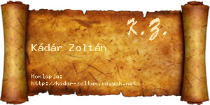 Kádár Zoltán névjegykártya